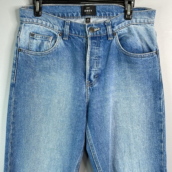 OBEY Propaganda No89 The Sundays Straight Jeans Boyish Cut High Waisted Blue 28 - Picture 3 of 15